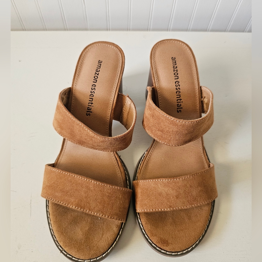 🔸️5 FOR $25 Amazon Essentials Women's Brown Strap Heeled Sandals